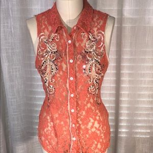 MISS ME- Coral sparkly Tank